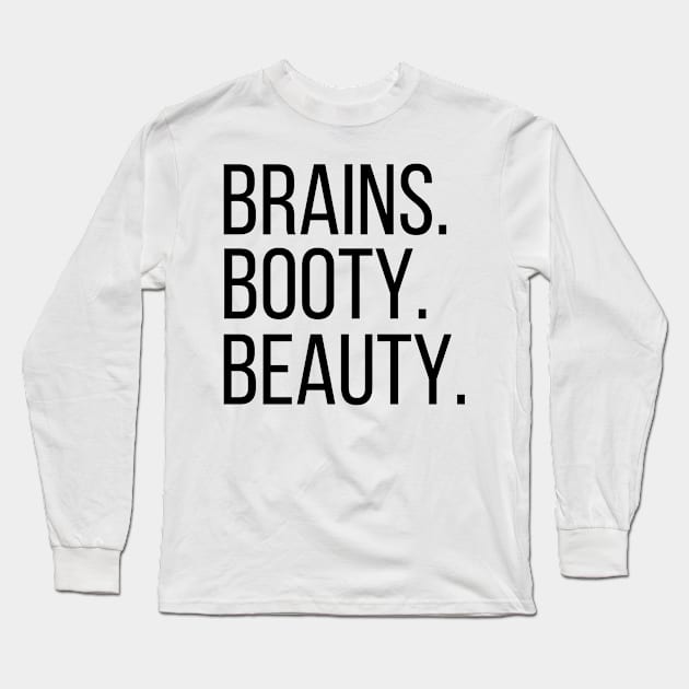 Fitness - Brains  Booty Beauty for women Long Sleeve T-Shirt by yassinebd